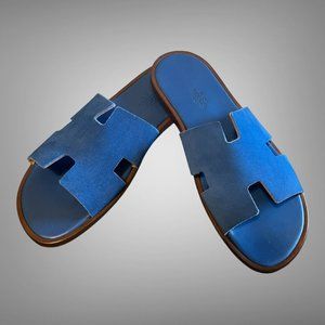 HERMES Suede Izmir Sandal Iconic H Cutout Shoes Flip Flops Italy